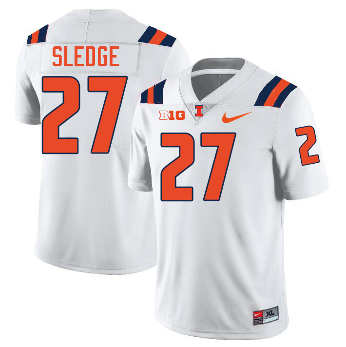 Men #27 Enyce Sledge Illinois Fighting Illini College Football Jerseys Stitched-White